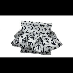 Anchor navy blue and white homemade Mardi Gras bead bag and scrunchie bundle